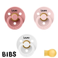 BIBS Colour Sutter med navn str1, 1 White, 1 Dusty Pink, 1 Blossom, Runde latex